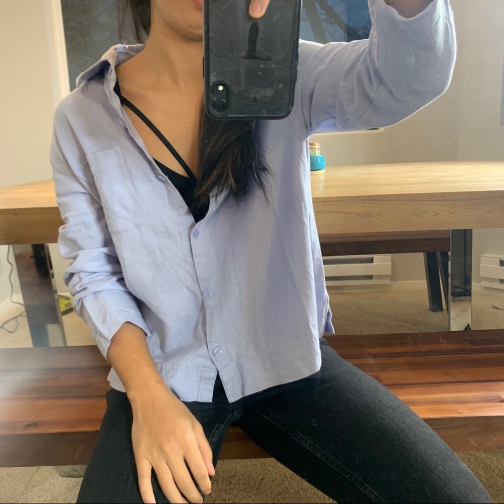 Norton Petite Small Blue Button Down Shirt